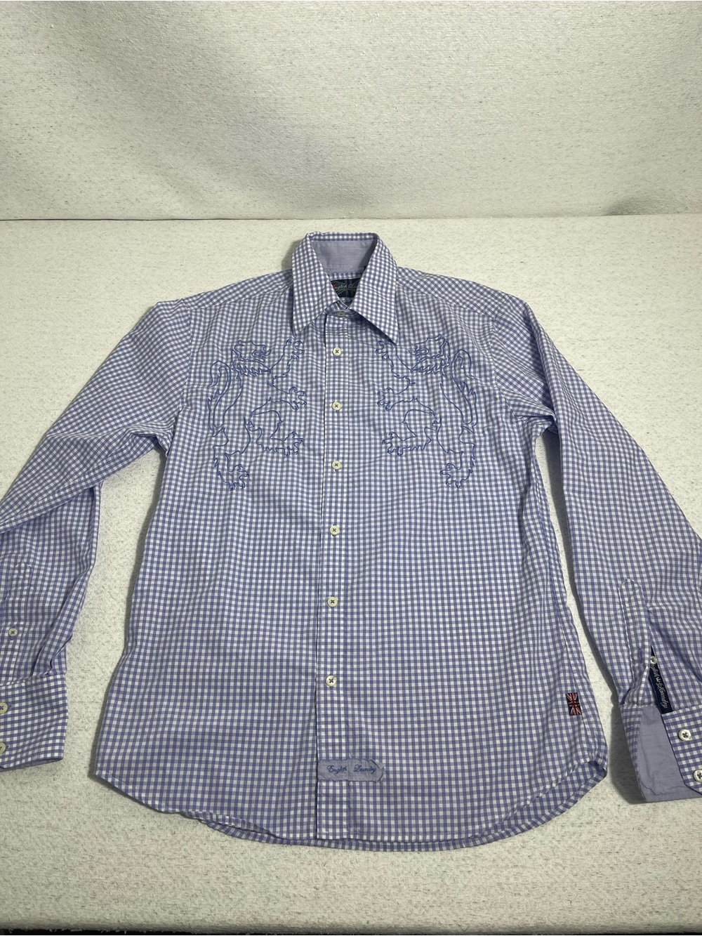 English Laundry Men's Small Lavender Woven Cotton Long Sleeve Shirt. SKU#0569